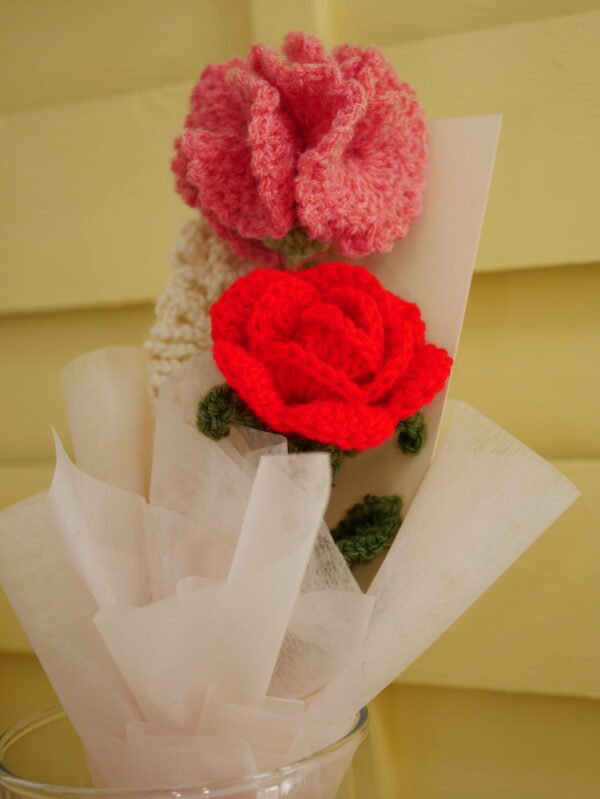 Bouquet éternel – Rouge rosé & douceur lilas