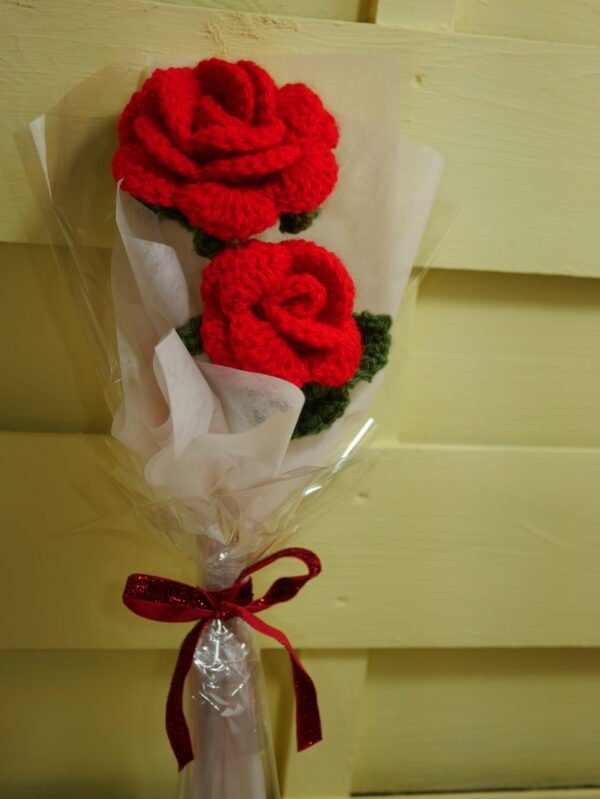 P1520644 Bouquet de 2 roses rouges éternelles – Flamboiement romantique