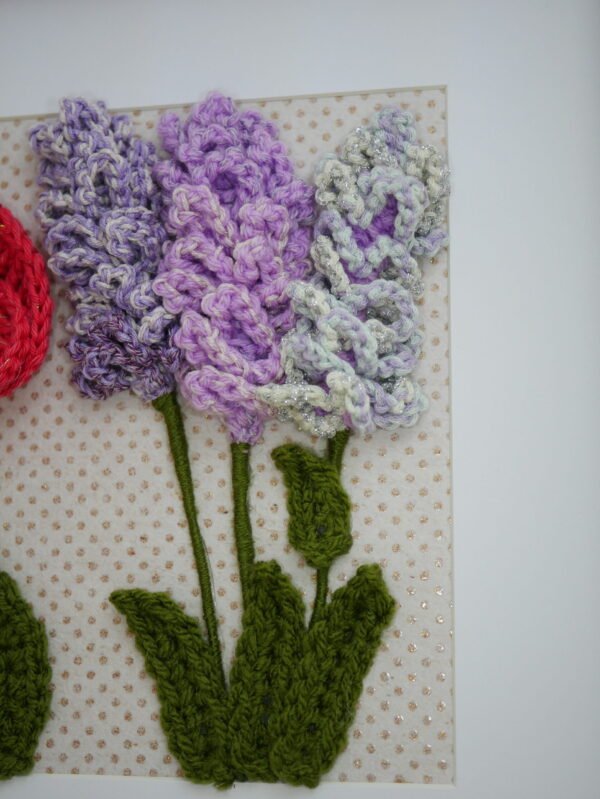 Tableau cadre art floral, fleurs en relief, paysage du Sud, à accrocher ou à poser , Provence coquelicot, lavande, pois irisés dorés