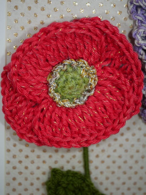 Tableau cadre art floral, fleurs en relief, paysage du Sud, à accrocher ou à poser , Provence coquelicot, lavande, pois irisés dorés