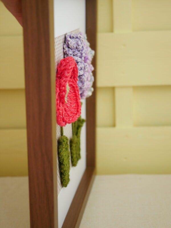 Tableau cadre art floral, fleurs en relief, paysage du Sud, à accrocher ou à poser , Provence coquelicot, lavande, pois irisés dorés