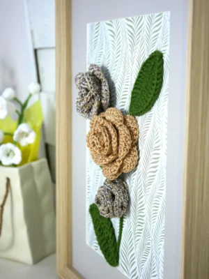 Tableau floral en relief – décoration murale artisanale unique