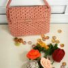 Sac à main en coton corail orangé chic et artisanal Fait main