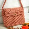 Sac à main en coton corail orangé chic et artisanal Fait main
