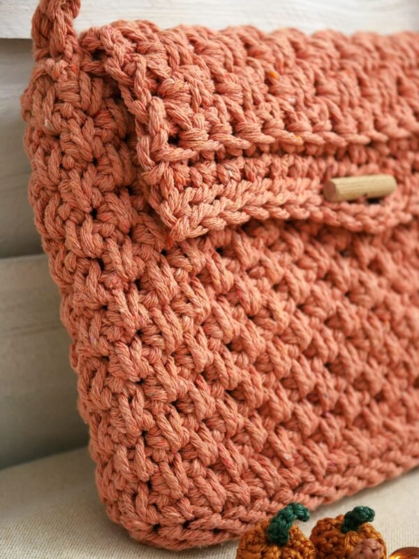 Sac à main en coton corail orangé chic et artisanal Fait main