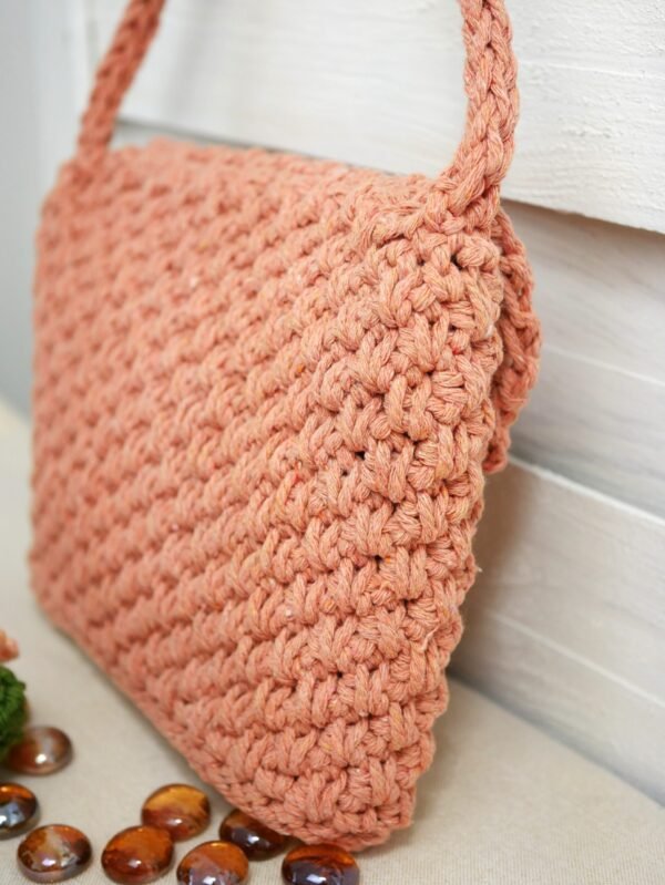 Sac à main en coton corail orangé chic et artisanal Fait main