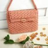 Sac à main en coton corail orangé chic et artisanal Fait main