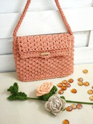 Sac à main en coton corail orangé chic et artisanal Fait main
