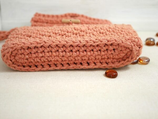 Sac à main en coton corail orangé chic et artisanal Fait main