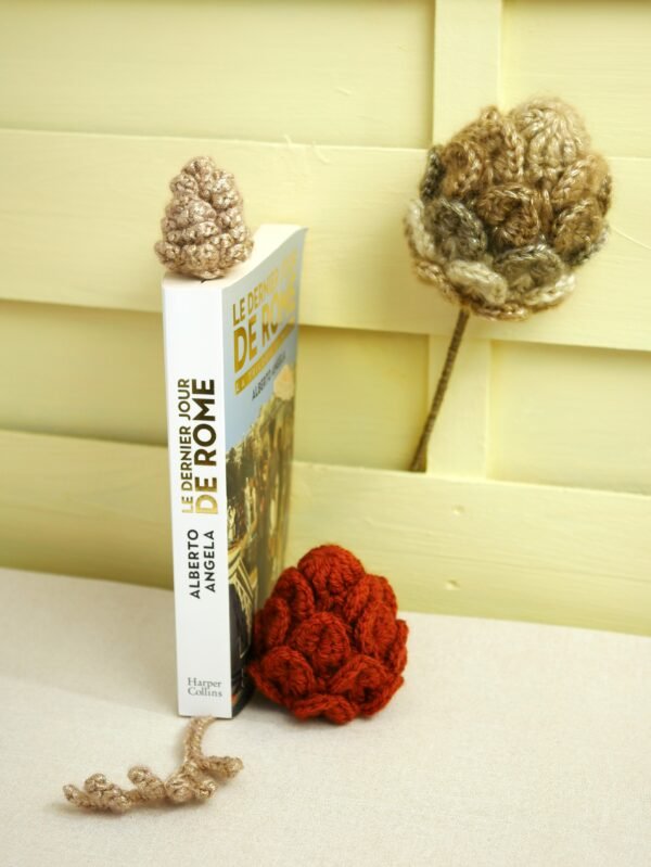 P1530804 Marque-page pomme de pin au crochet, cadeau artisanal pour lecteur