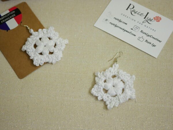 Boucles d’oreilles Flocon – Blanc Neige