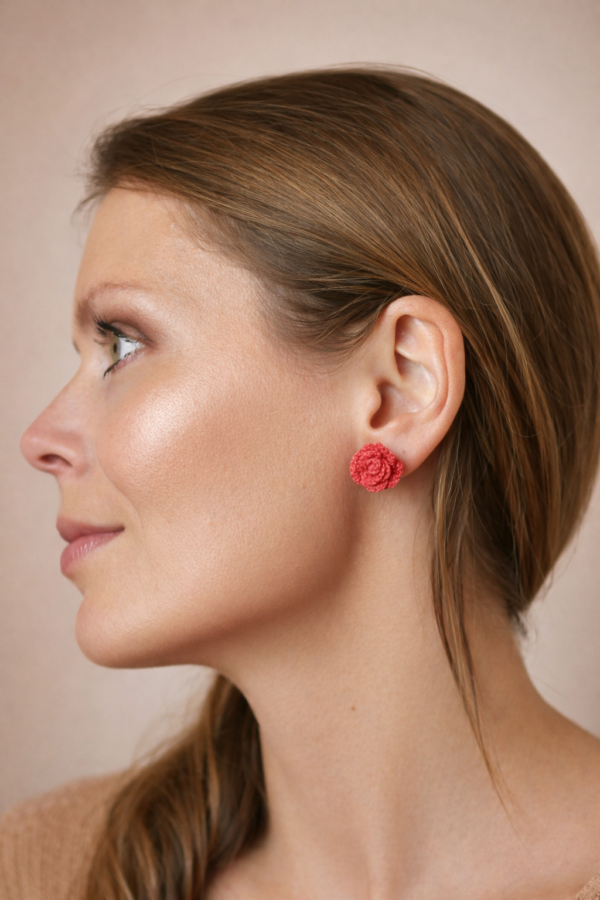 Boucles d’oreilles Fleur Rose Coquelicot