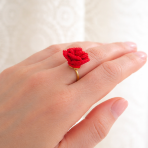 Bague Fleur Rose Coquelicot