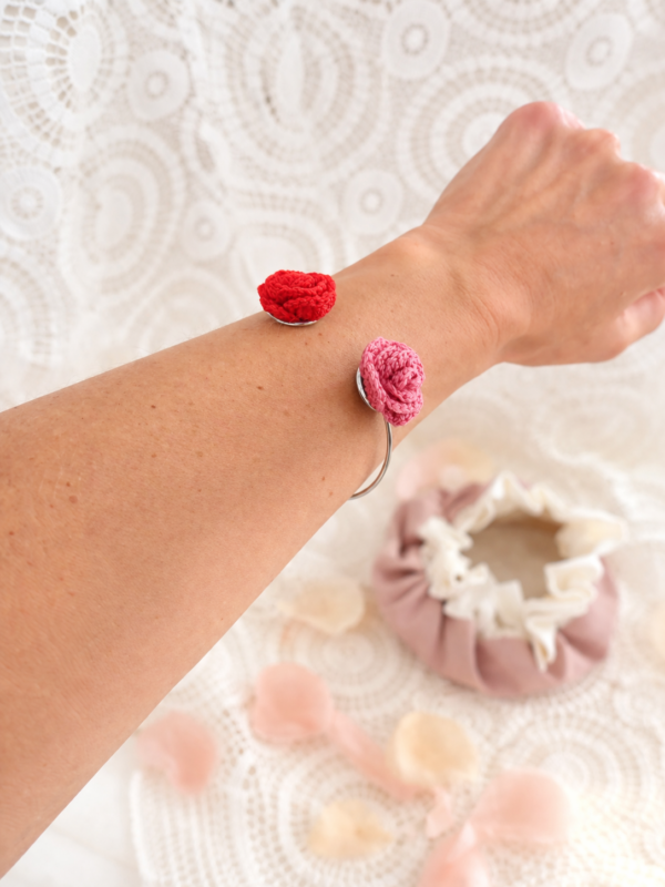 Bracelet Duo de Rose Velours & Coquelicot