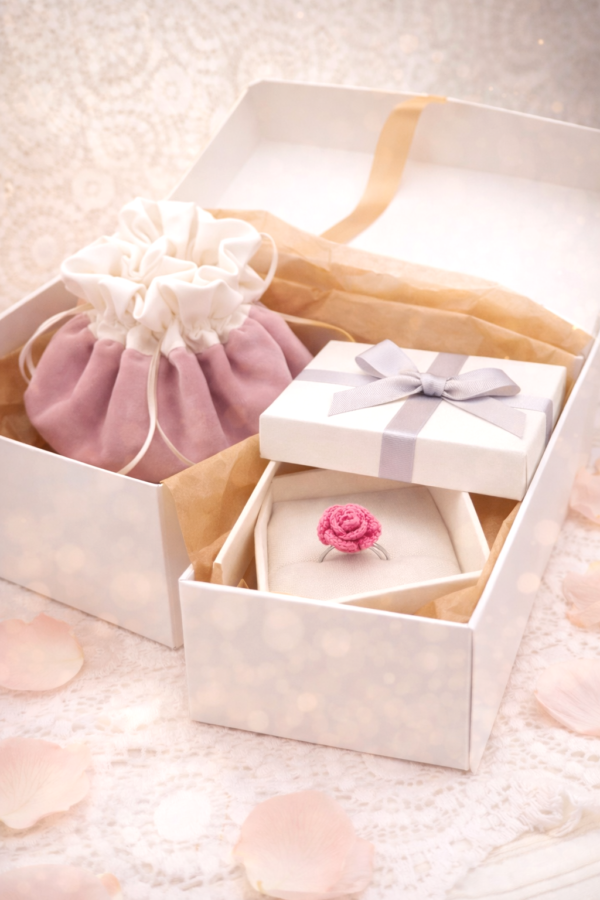 Coffret Écrin Fleuri en Rose Velours