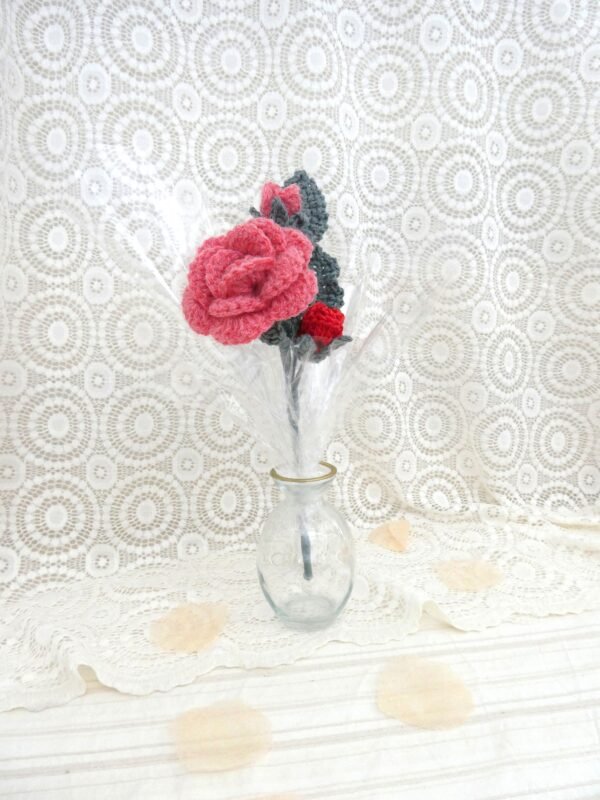 Bouquet Rose Coquelicot "Eclosion"