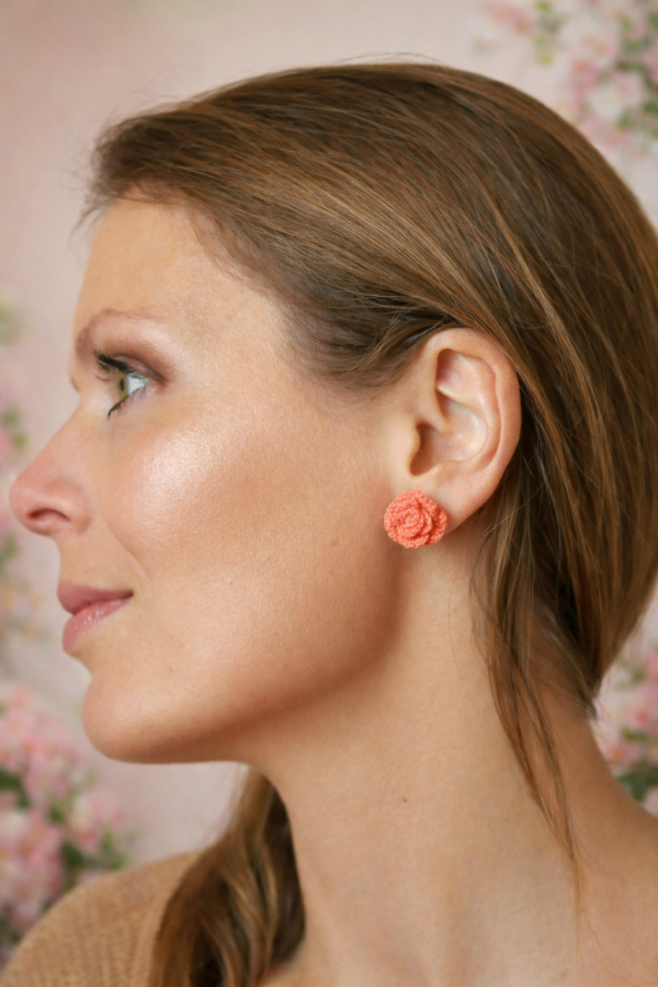 Boucles d'oreilles Fleur Rose Corail