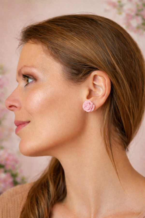 Boucles d'oreilles Fleur Rose Dragée