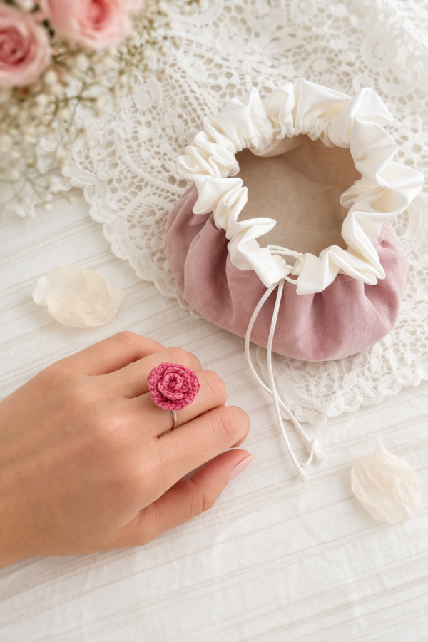 Coffret Écrin Fleuri en Rose Velours