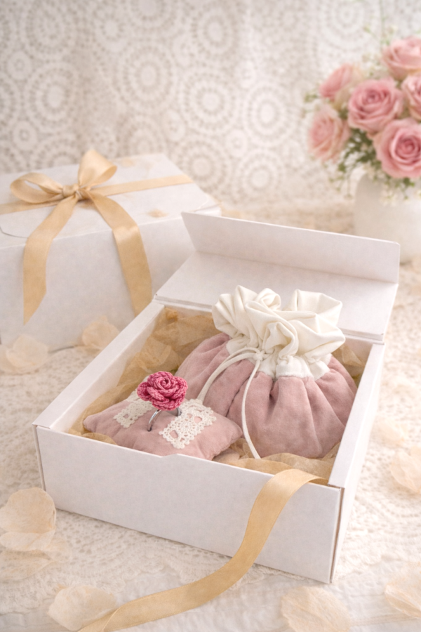 Coffret Écrin Fleuri en Rose Velours