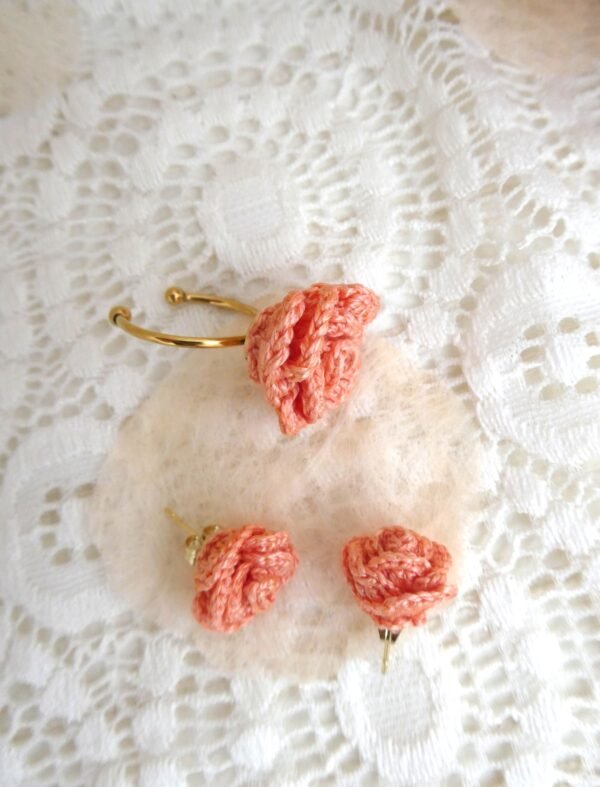 Boucles d'oreilles Fleur Rose Corail