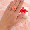 Bague Fleur Rose Corail