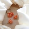 Boucles d'oreilles Fleur Rose Corail