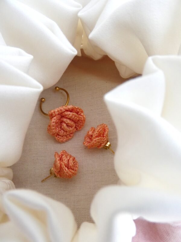Boucles d'oreilles Fleur Rose Corail