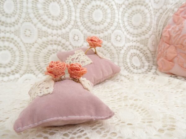 Boucles d'oreilles Fleur Rose Corail