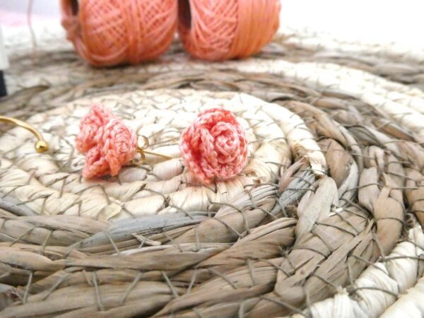 Boucles d'oreilles Fleur Rose Corail