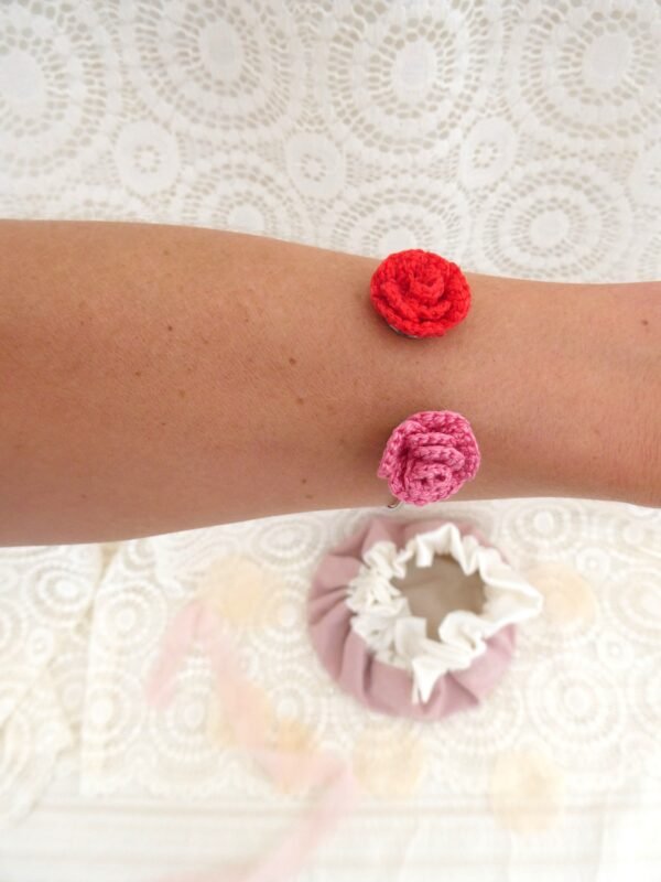 Bracelet Duo de Rose Velours & Coquelicot