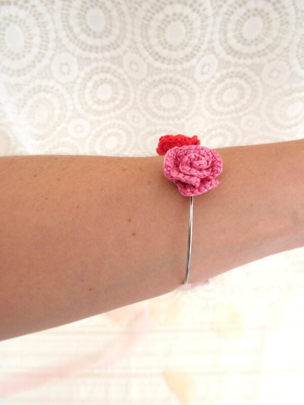 Bracelet Duo de Rose Velours & Coquelicot