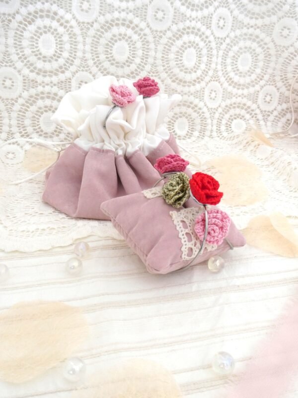 Bracelet Duo de Rose Velours & Coquelicot