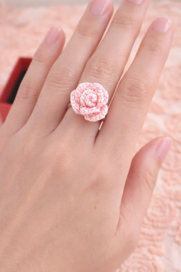 Bague Fleur Rose Dragée